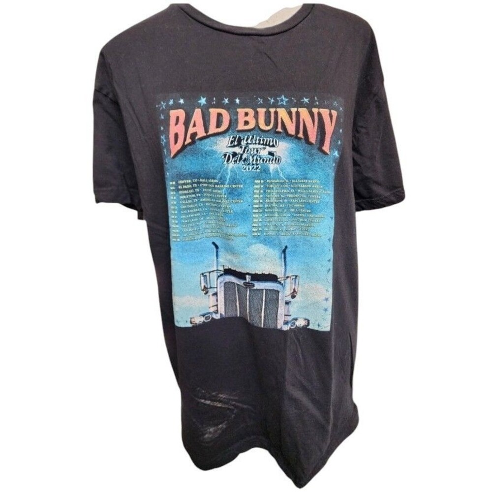 Bad Bunny 2022 El Ultimo Tour Black Band Tee Size Large Latin Trap